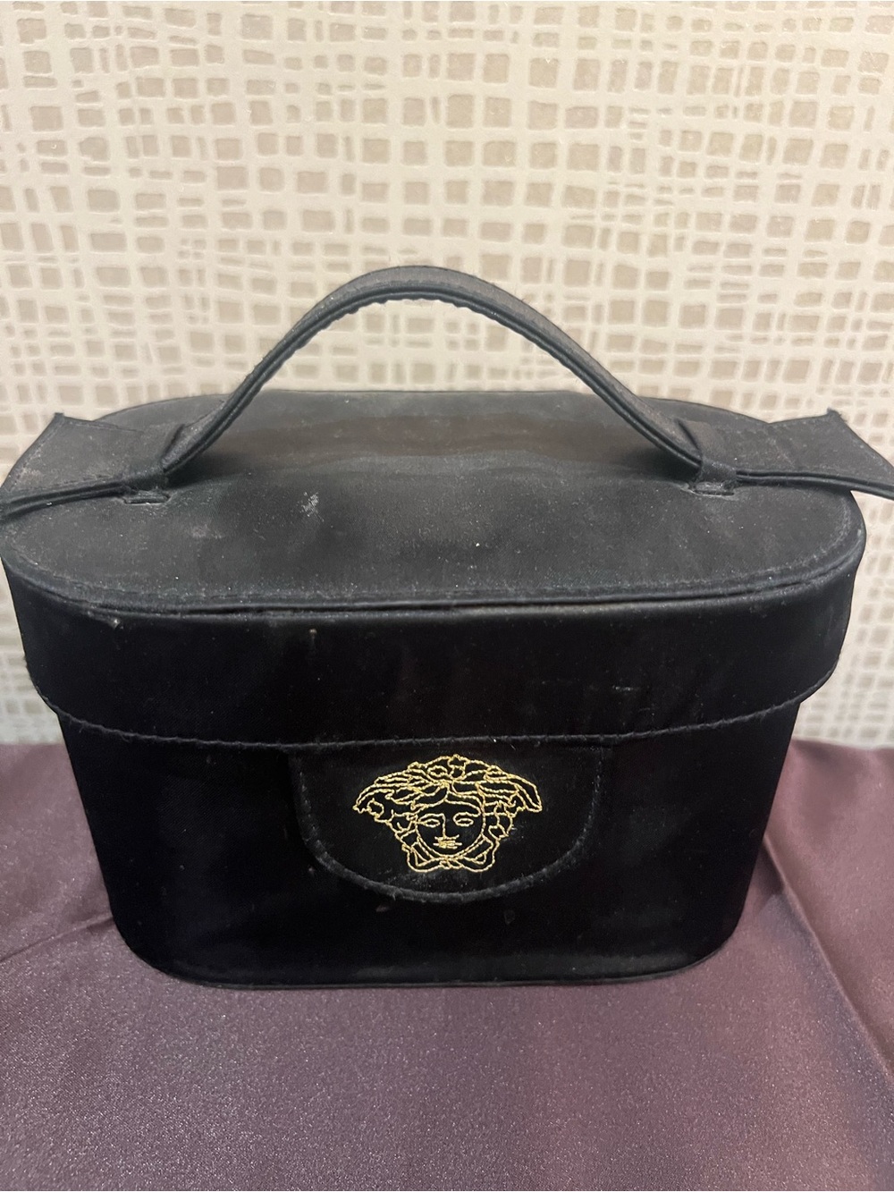 Versace Black Top-Handle Cosmetic Case